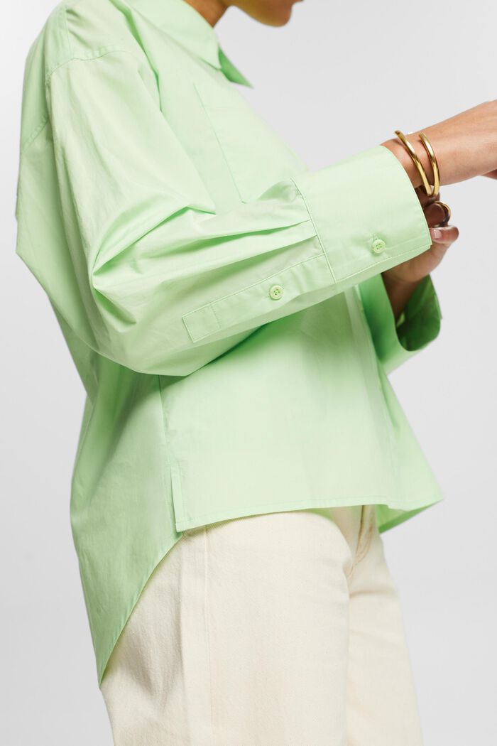 Camiseta de cuello abotonado, popelina de algodón, LIGHT GREEN, detail image number 2