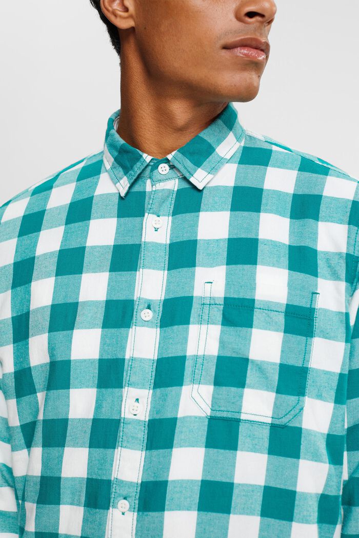 Camisa de franela en algodón sostenible con cuadros vichy, EMERALD GREEN, detail image number 2