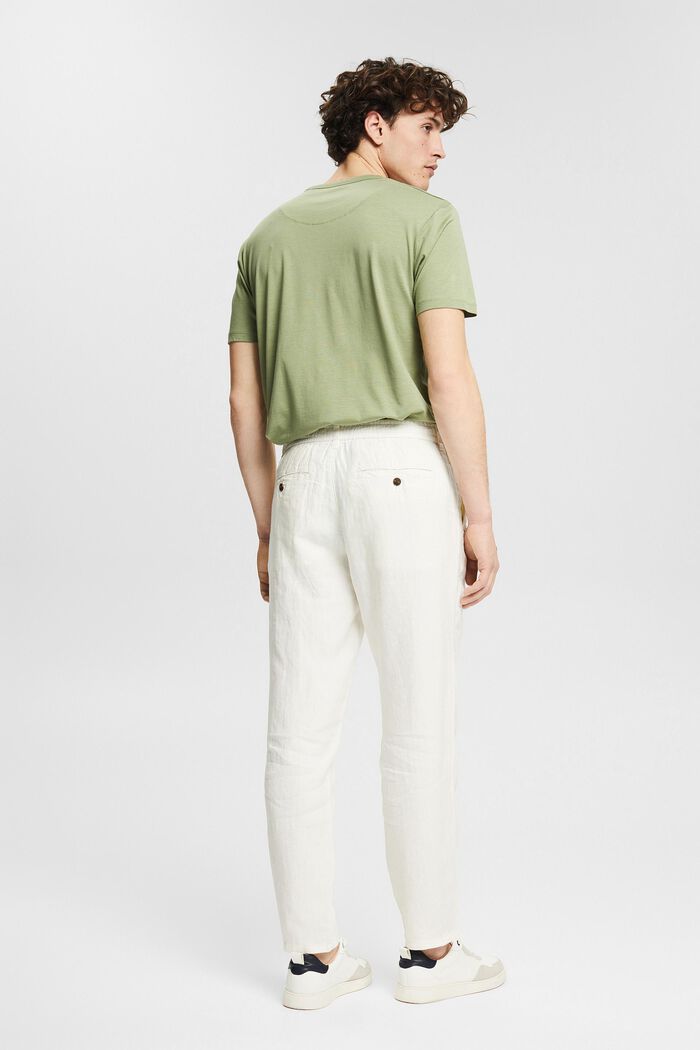 Pantalón en 100% lino, OFF WHITE, detail image number 3