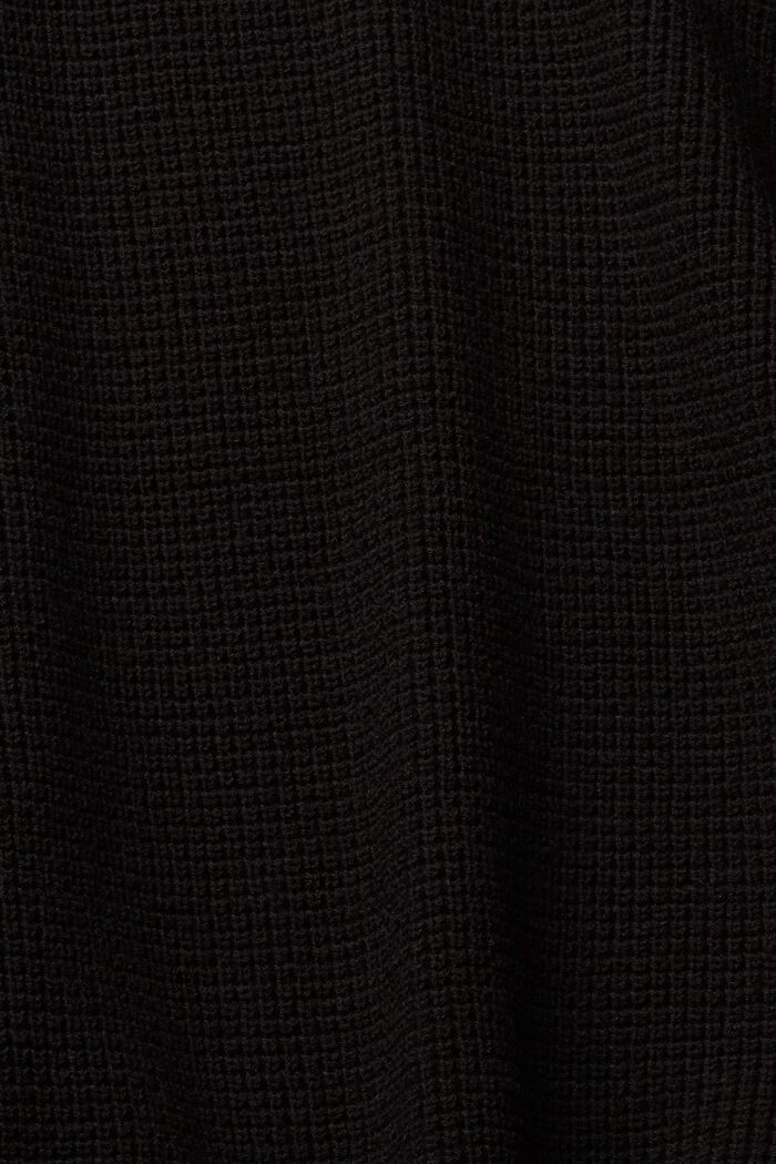 Jersey de punto holgado y cuello en pico, BLACK, detail image number 1
