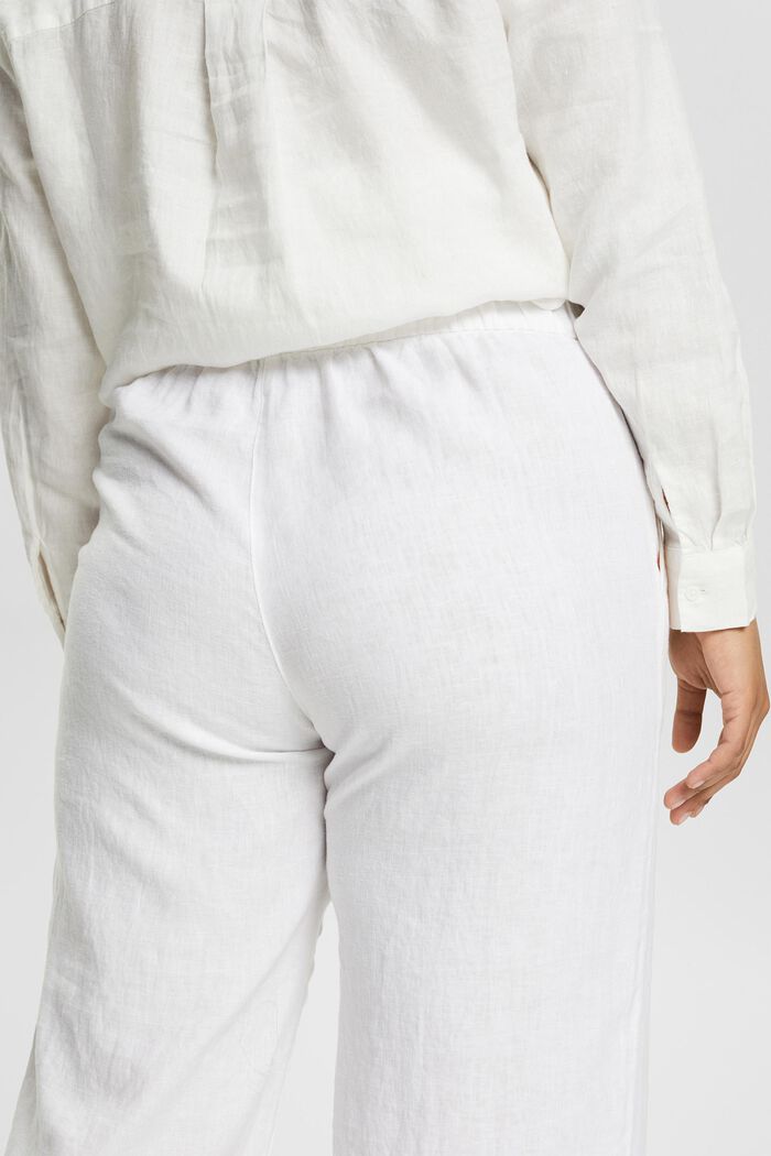 CURVY: pantalón culotte en 100% lino, WHITE, detail image number 2