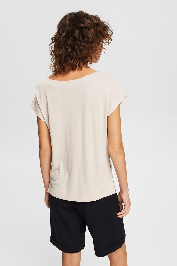 Camiseta estampada confeccionada en una mezcla de tejidos, LENZING™ ECOVERO™, LIGHT TAUPE, detail image number 3