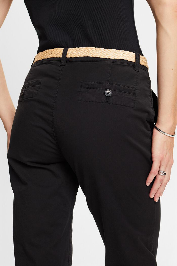 Pantalones chinos con cinturón, BLACK, detail image number 2