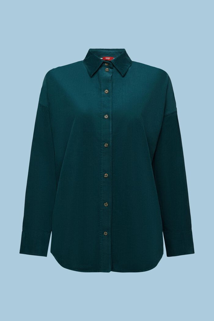 Blusa camisera oversize de pana, EMERALD GREEN, detail image number 6