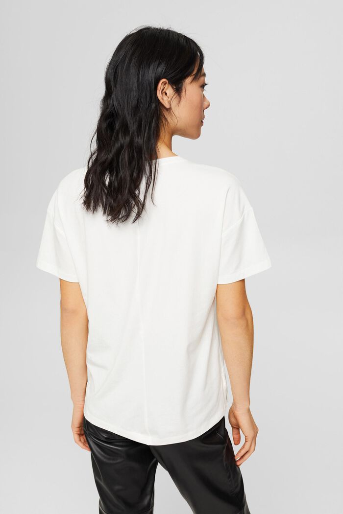 Camiseta con estampado confeccionada en una mezcla de algodón ecológico, OFF WHITE, detail image number 3