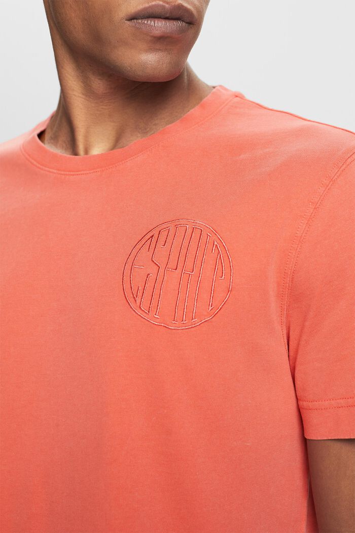 Camiseta con logotipo bordado, 100% algodón, CORAL RED, detail image number 2