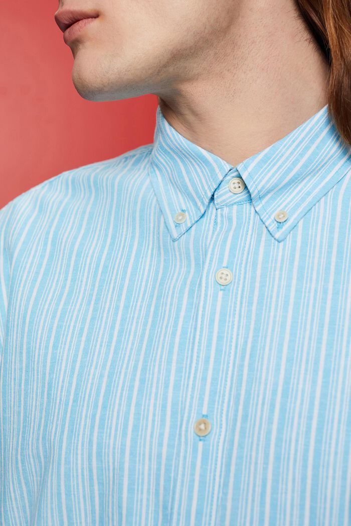 Camiseta de rayas con lino, TURQUOISE, detail image number 2