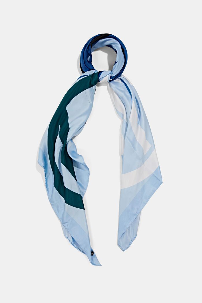 pañuelo con acabado satinado y monograma, GREY BLUE, detail image number 0