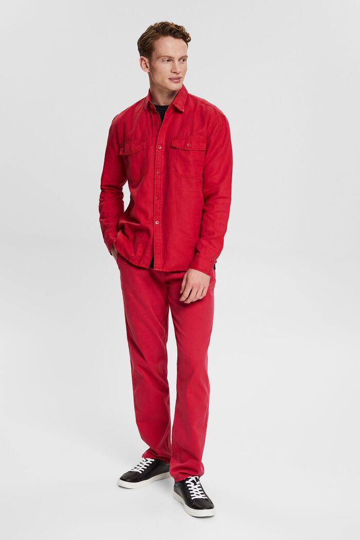 En mezcla de lino: camisa oversize, RED, detail image number 1