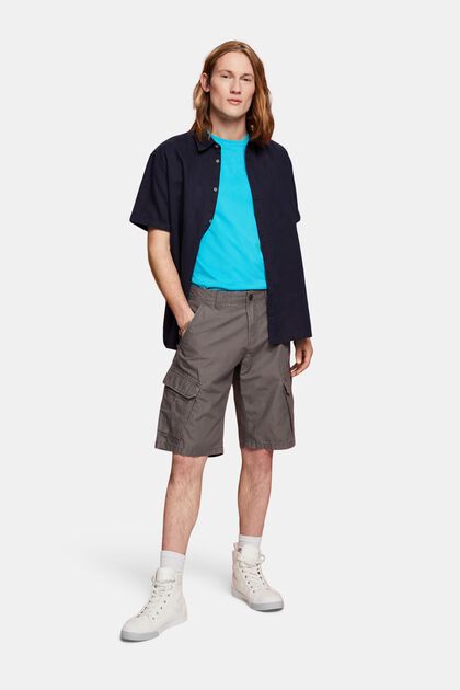 Pantalones cargo cortos, 100 % algodón, DARK GREY, overview