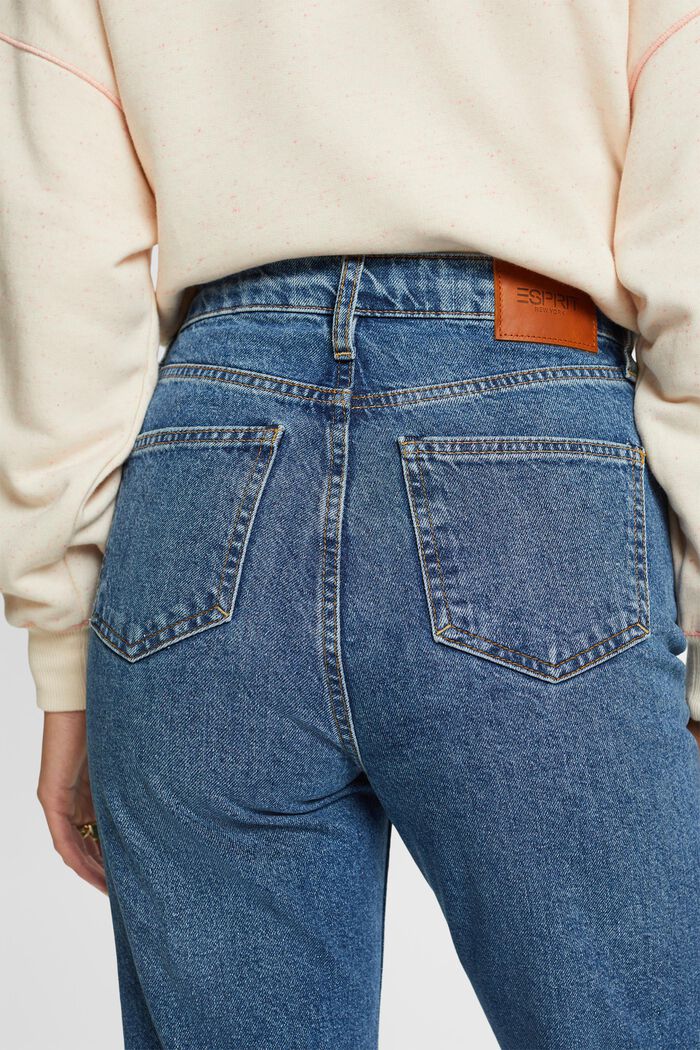 Jeans high-rise straight fit de estilo retro, BLUE MEDIUM WASHED, detail image number 4