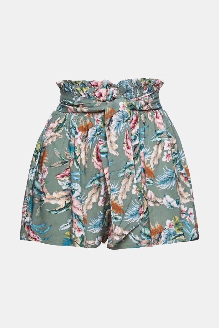 Pantalones cortos con estampado tropical, LENZING™ ECOVERO™, LIGHT KHAKI, detail image number 3