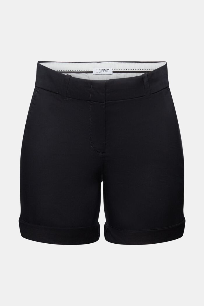Pantalón corto de sarga con dobladillo, BLACK, detail image number 7
