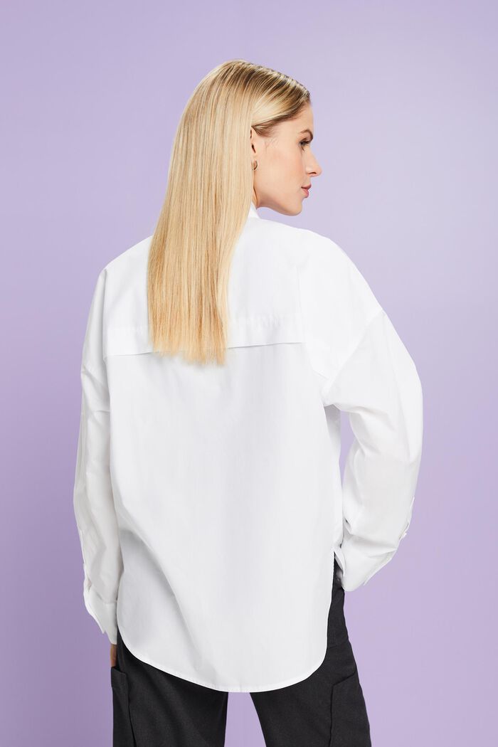 Camiseta de cuello abotonado, popelina de algodón, WHITE, detail image number 2
