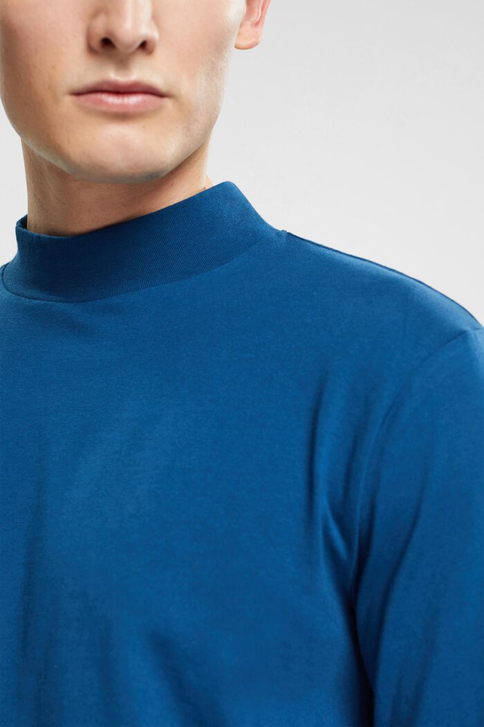 Camiseta de manga larga con cuello mao, PETROL BLUE, detail image number 0