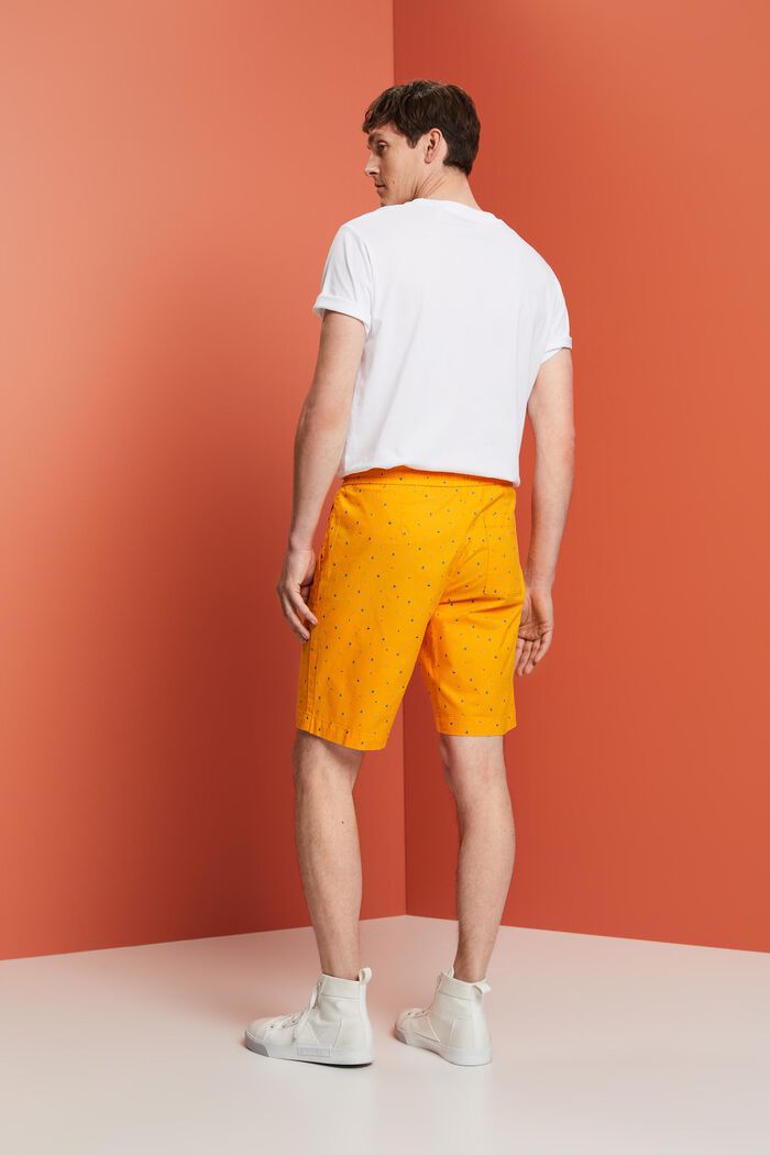 Pantalones cortos estampados sin cierre, algodón elástico, BRIGHT ORANGE, detail image number 3