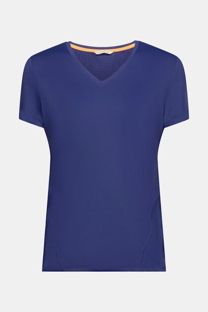 Camiseta deportiva de cuello pico, NAVY, overview