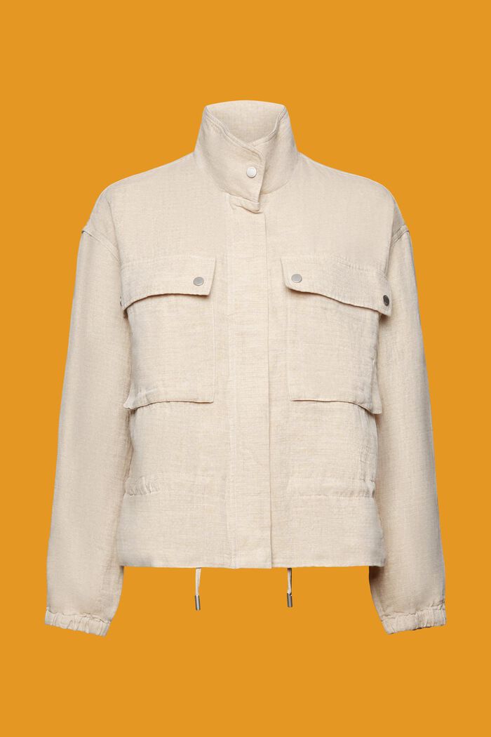 Chaqueta ligera de algodón y lino, SAND, detail image number 6