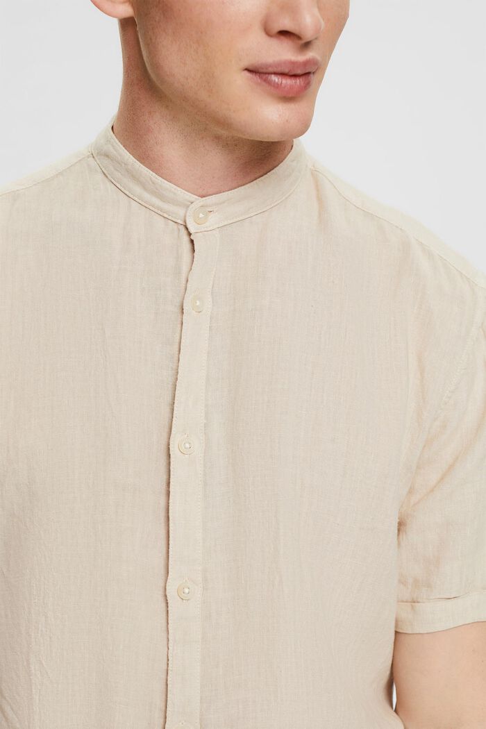 Camisa con cuello mao en 100 % lino, SKIN BEIGE, detail image number 2