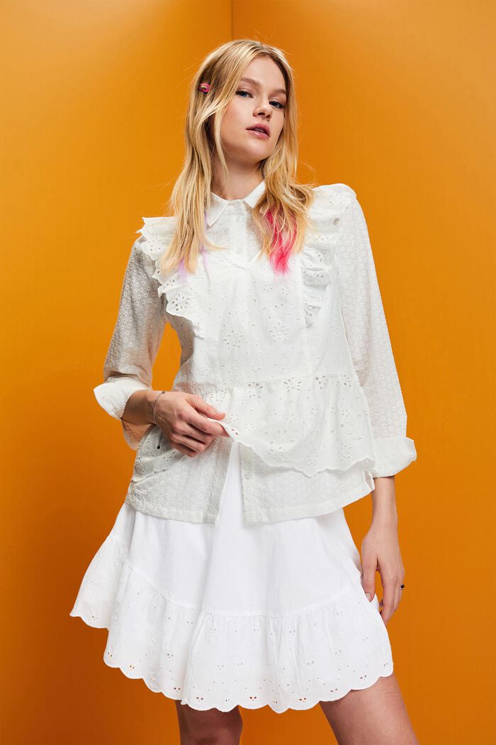 Minifalda de algodón con bordados, WHITE, detail image number 7