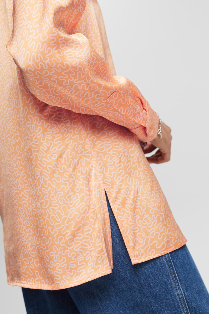 Blusa de satén con estampado, PASTEL ORANGE, detail image number 4
