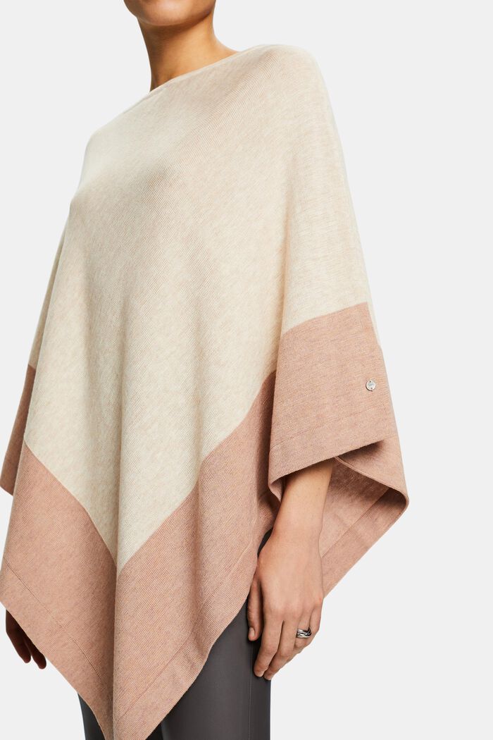 Poncho con dobladillo de pañuelo, LIGHT TAUPE, detail image number 2