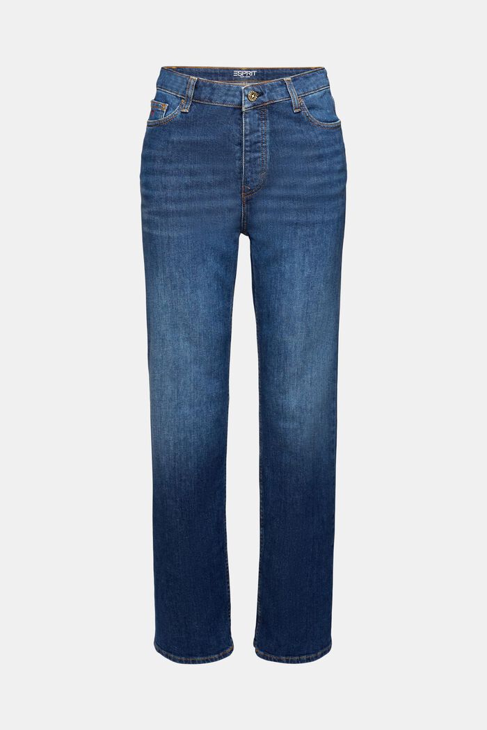 Jeans high-rise straight fit de estilo retro, BLUE DARK WASHED, detail image number 6