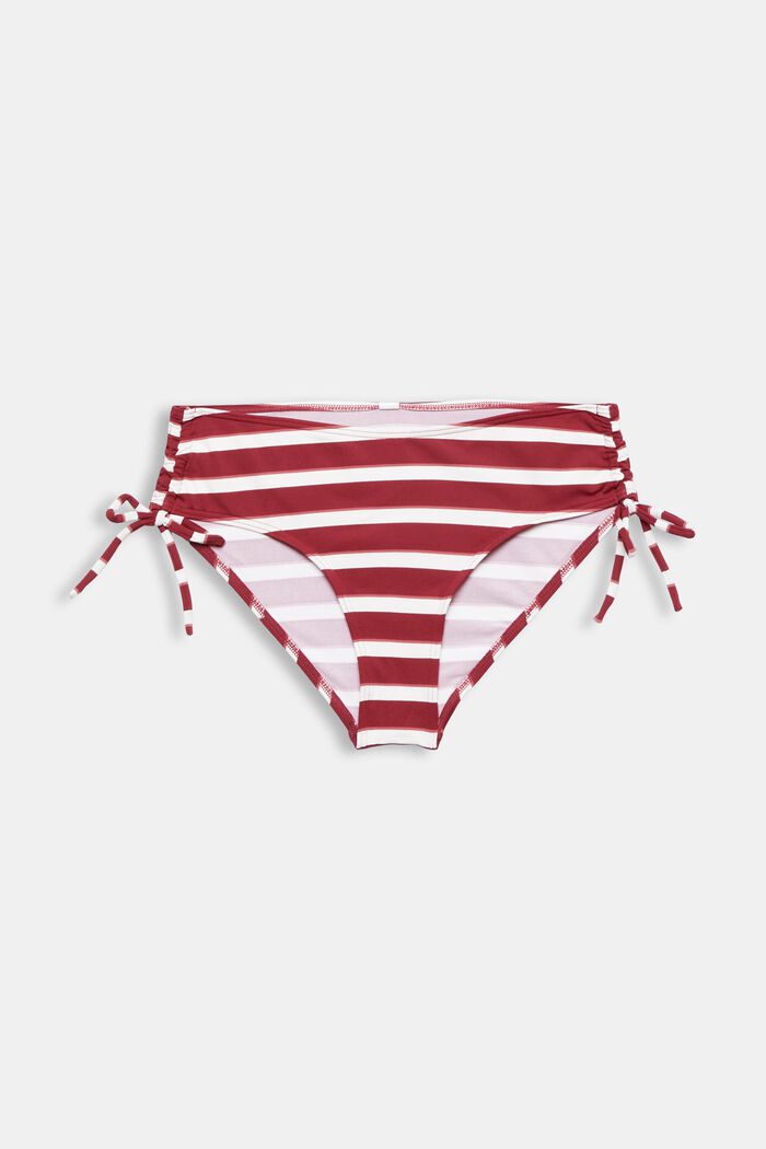 Braguita de bikini de rayas con cintura de altura media, DARK RED, detail image number 4