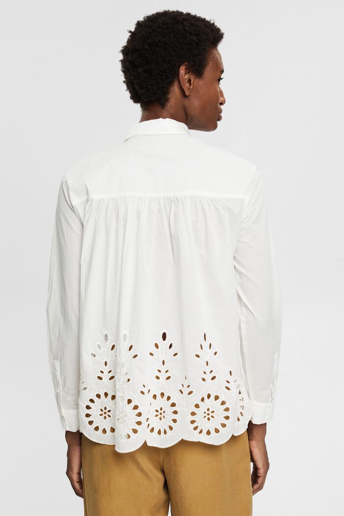 Blusa con encaje calado en la parte trasera, WHITE, detail image number 3