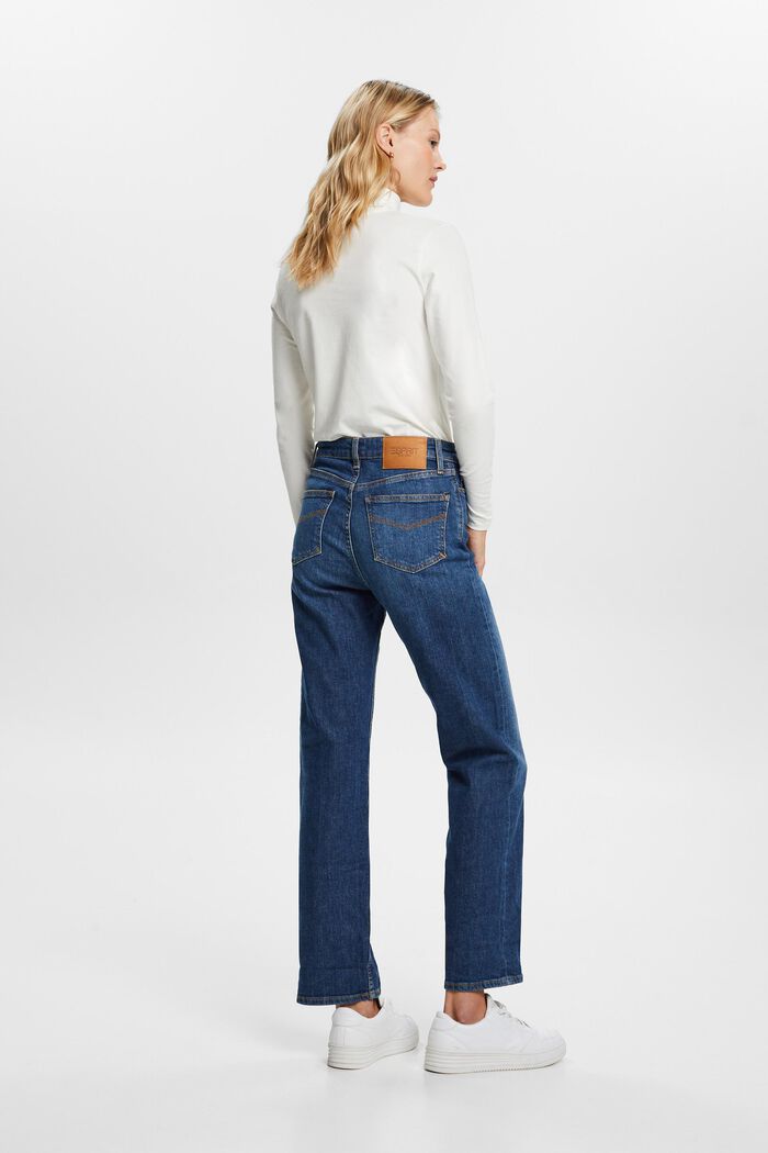 Jeans high-rise straight fit de estilo retro, BLUE DARK WASHED, detail image number 3