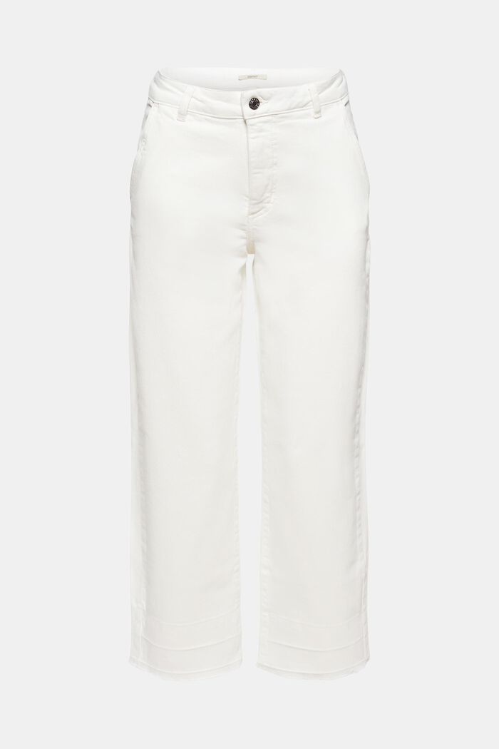 Pantalón ancho de 7/8 con los bajos abiertos, OFF WHITE, overview