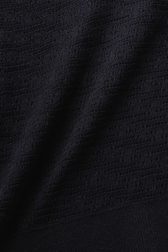 Jersey de punto con cuello en pico, BLACK, detail image number 4