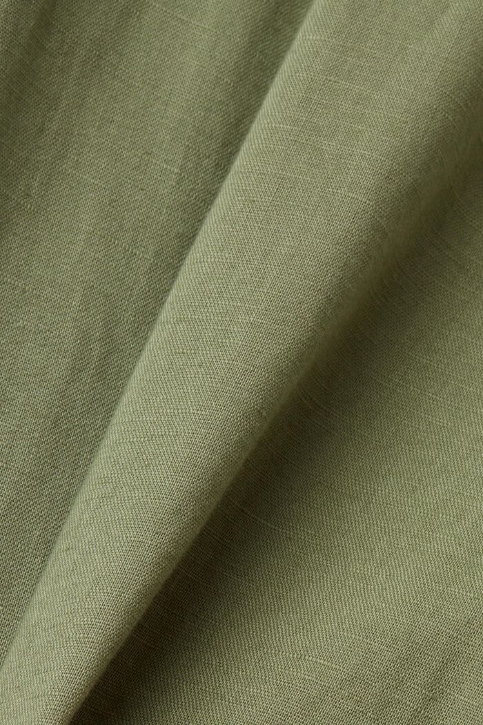 Camisa abotonada en mezcla de algodón y lino, LIGHT KHAKI, detail image number 5
