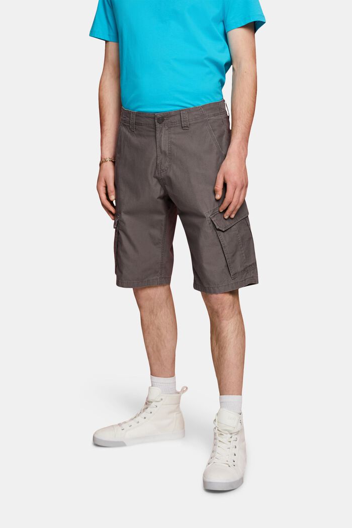 Pantalones cargo cortos, 100 % algodón, DARK GREY, detail image number 0