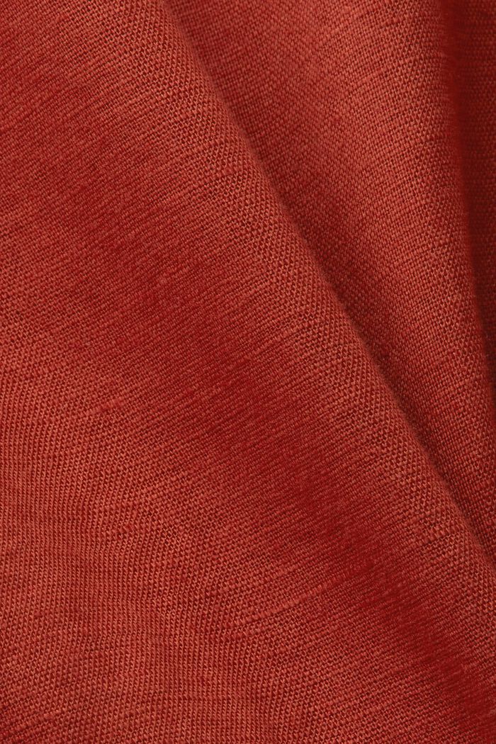 Blusa de manga corta, mezcla de algodón y lino, TERRACOTTA, detail image number 5