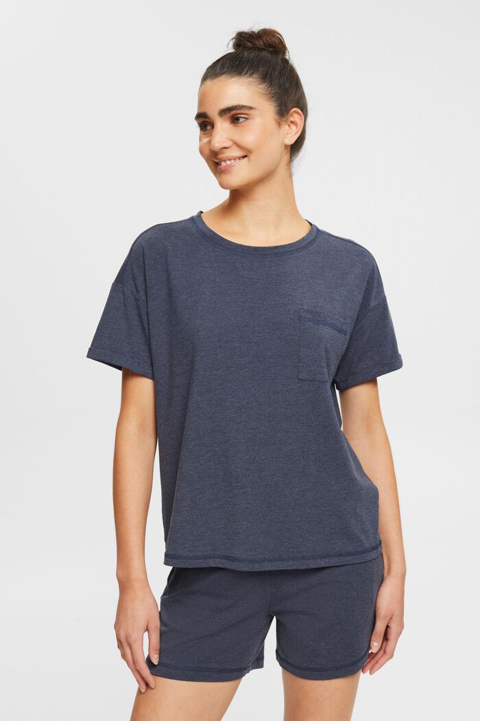 Camiseta con bolsillo en el pecho realizada en mezcla de algodón, NAVY, detail image number 0