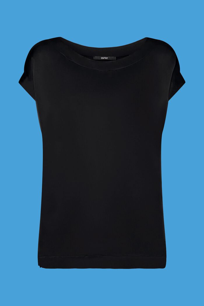 Camiseta con combinación de tejidos, LENZING™ ECOVERO™, BLACK, detail image number 7