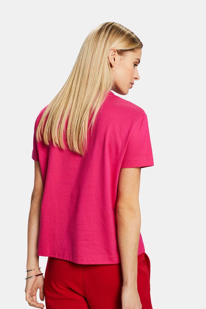 Camiseta de algodón pima con cuello redondo, PINK FUCHSIA, detail image number 2