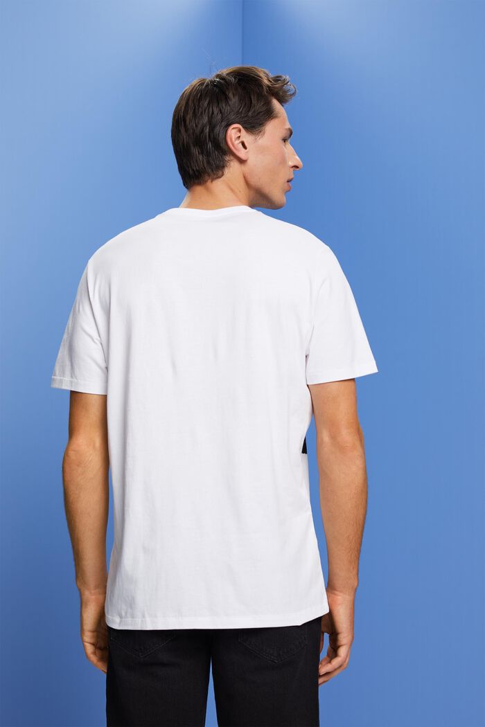 Camiseta de cuello redondo con estampado, 100% algodón, WHITE, detail image number 3