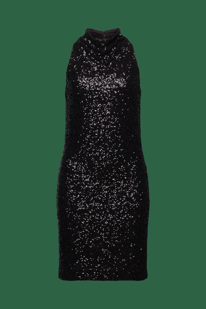 Vestido midi de lentejuelas sin cuello y sin mangas, BLACK, detail image number 7