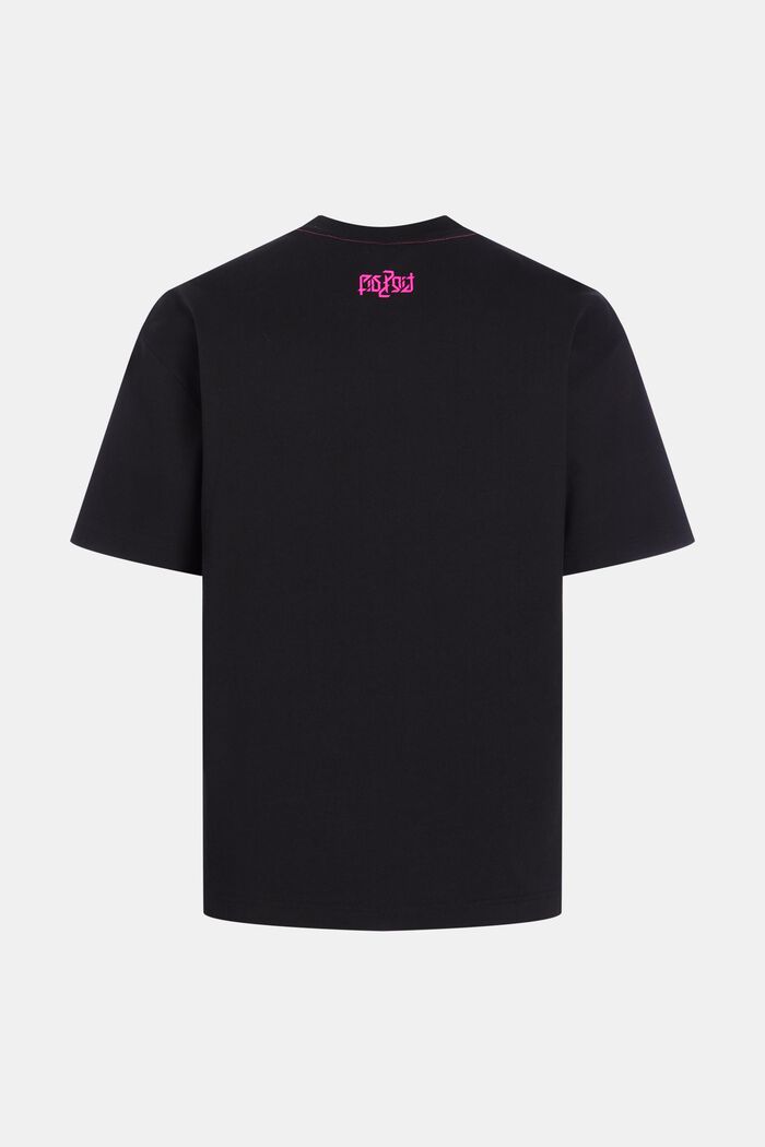 Camiseta de corte holgado con estampado neón, BLACK, detail image number 4