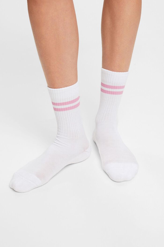 Pack de 2 pares de calcetines de tenis a rayas, WHITE, detail image number 1