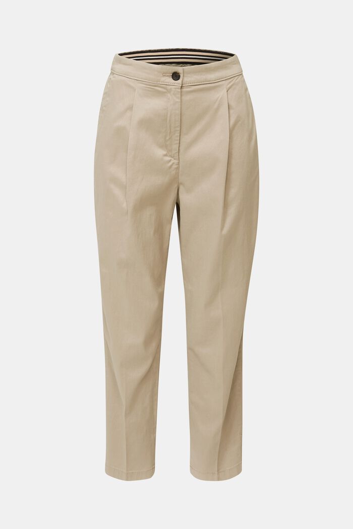 Con TENCEL™: pantalón con pinzas en la cintura, BEIGE, detail image number 0