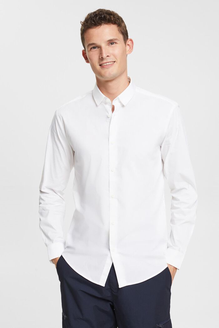 Camisa de corte ajustado, WHITE, detail image number 1