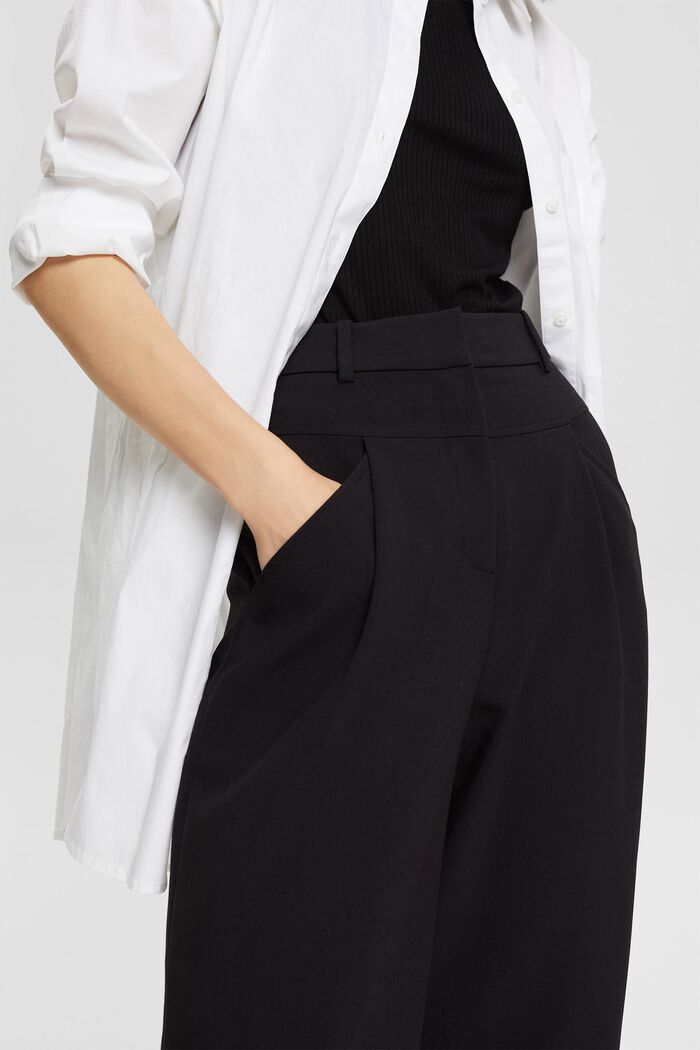 Culotte de tiro alto con pliegues en la cintura, BLACK, detail image number 0