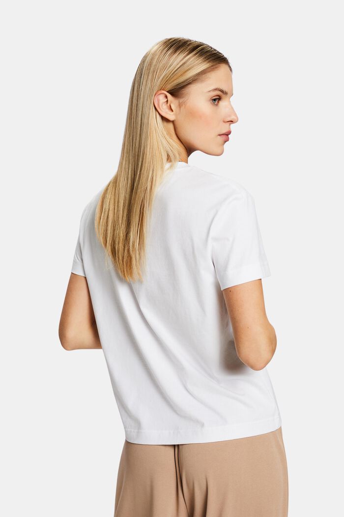 Camiseta de algodón pima con cuello redondo, WHITE, detail image number 2