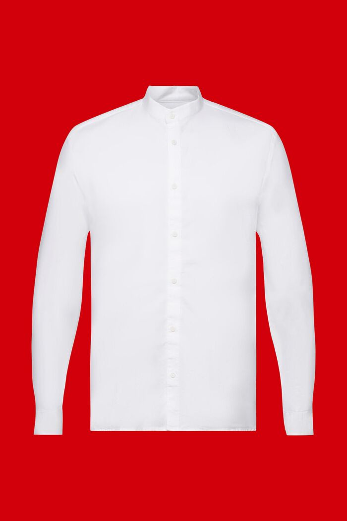 Camisa de corte ajustado de cuello mao, WHITE, detail image number 5