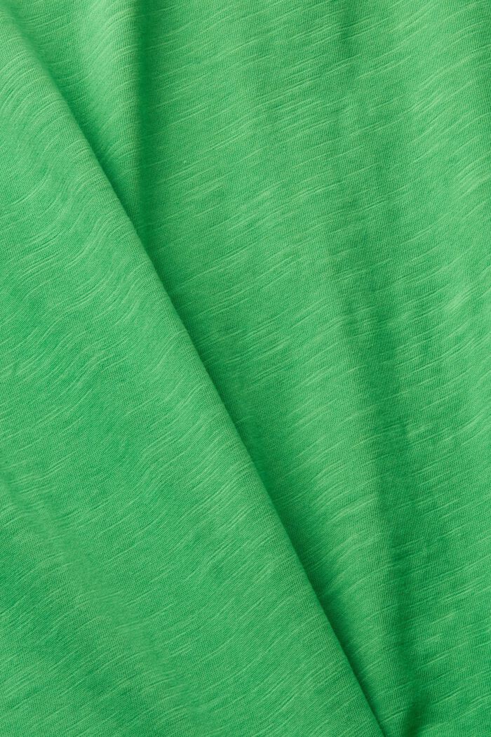 Camiseta de algodón con cuello de pico y costuras decorativas, GREEN, detail image number 5