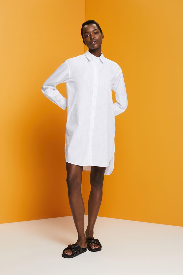 Vestido camisero de raya diplomática, 100% algodón, WHITE, detail image number 5