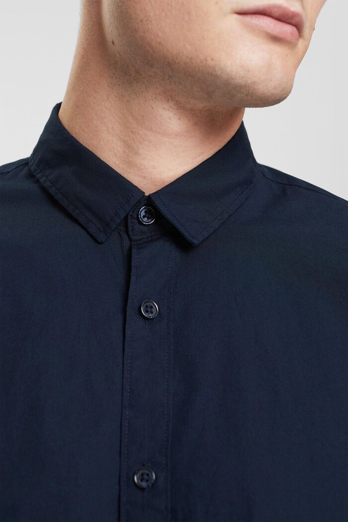 Camisa de algodón sostenible con corte ceñido, NAVY, detail image number 0